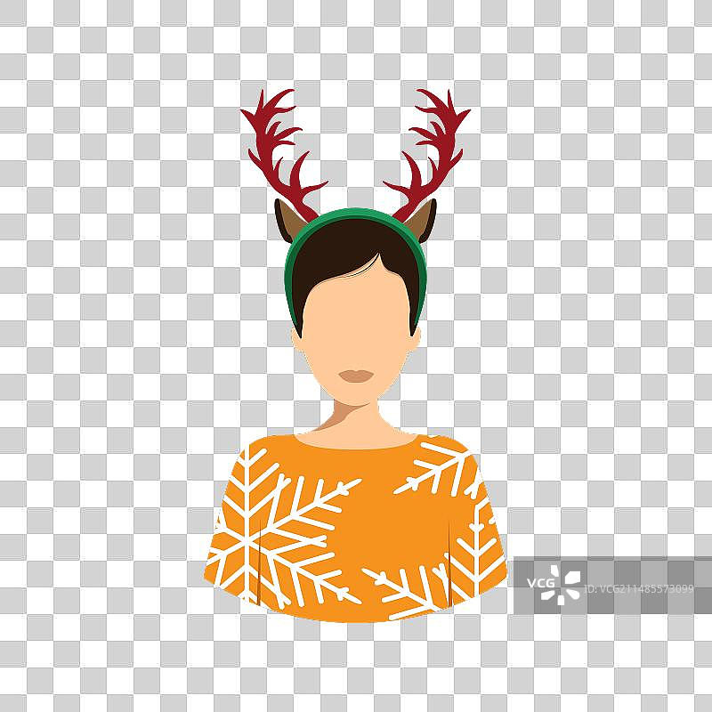 戴圣诞驯鹿角饰的女孩图片素材