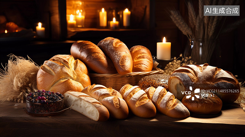 【AI数字艺术】美味可口的面包图片素材