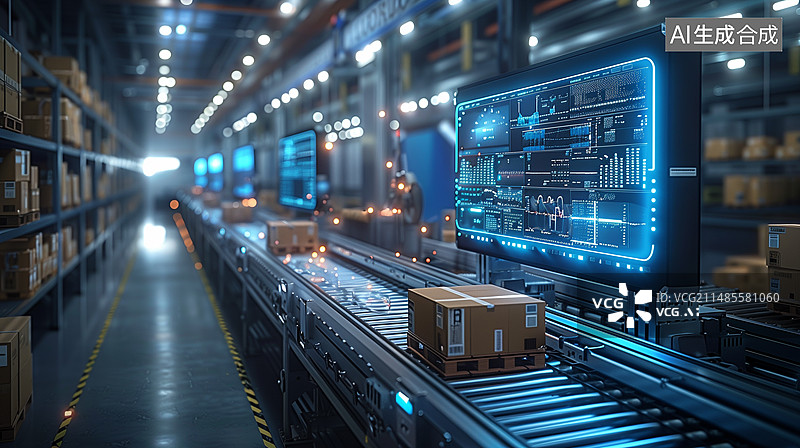 【AI数字艺术】智能仓储 智能物流 智慧仓储 智慧云仓 智能仓库 新质生产力图片素材