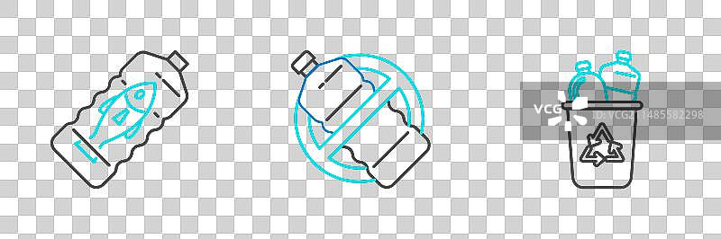 带回收标志的垃圾箱和停止标志图案图片素材