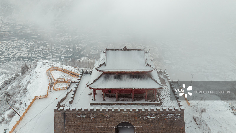 松潘古城雪景图片素材