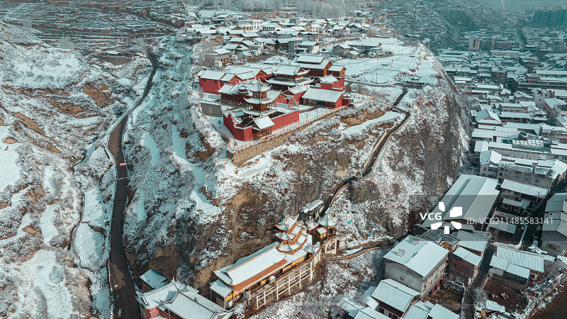松潘古城雪景图片素材