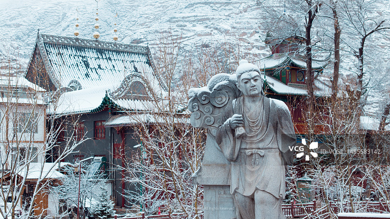 松潘古城雪景图片素材