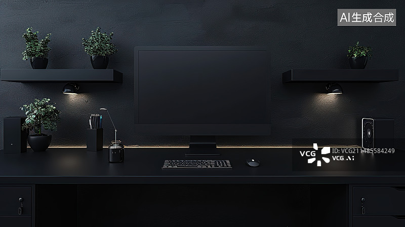 【AI数字艺术】办公室办公桌上的笔记本电脑图片素材