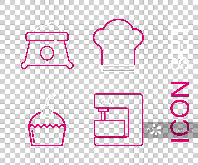 电动搅拌器蛋糕厨师帽线条组合图片素材