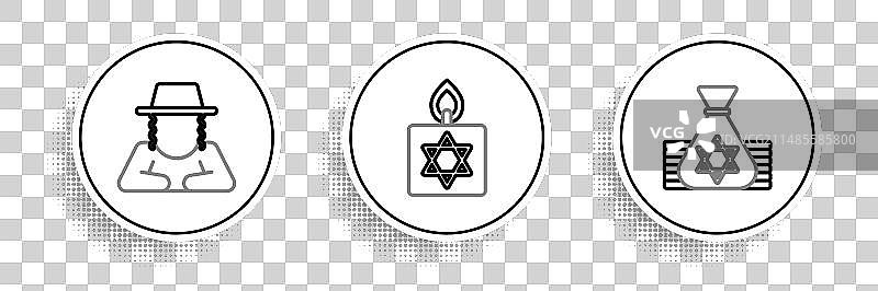 犹太钱袋犹太教帽子线性组合图片素材