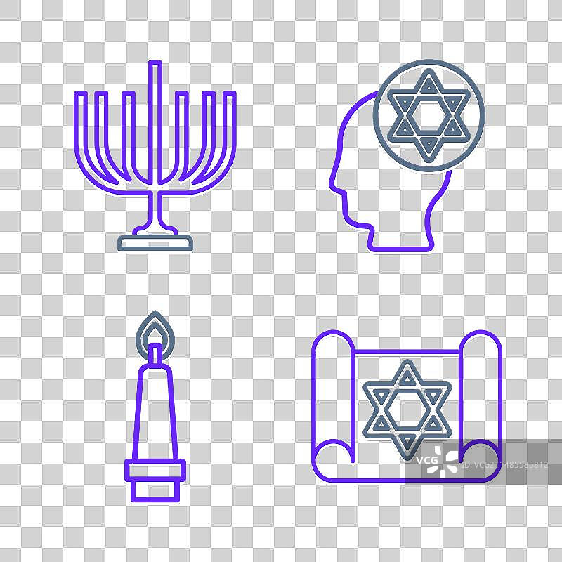 妥拉卷轴燃烧的蜡烛线条图片素材