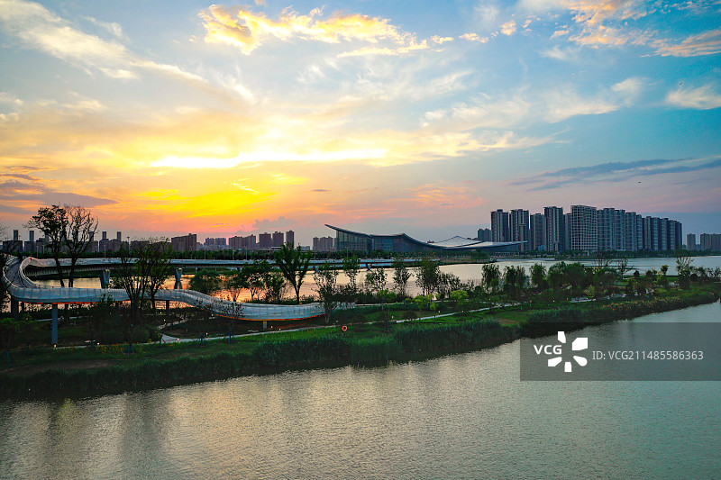 西安港务区灞河沿线风光图片素材