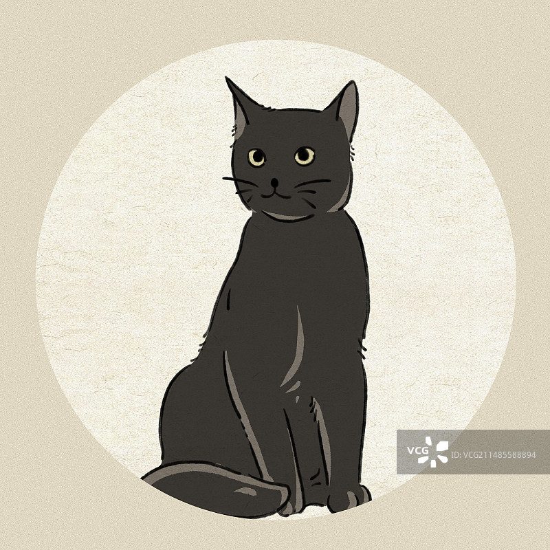黑猫插画卡通手绘动物元素图片素材