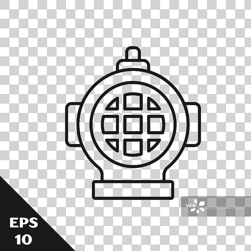 黑色线条潜水呼吸器透明背景图标图片素材