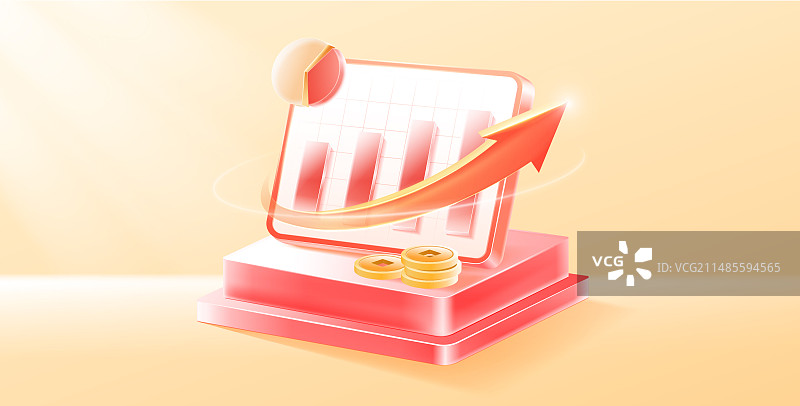 金融商务收益数据立体3D矢量图标图片素材