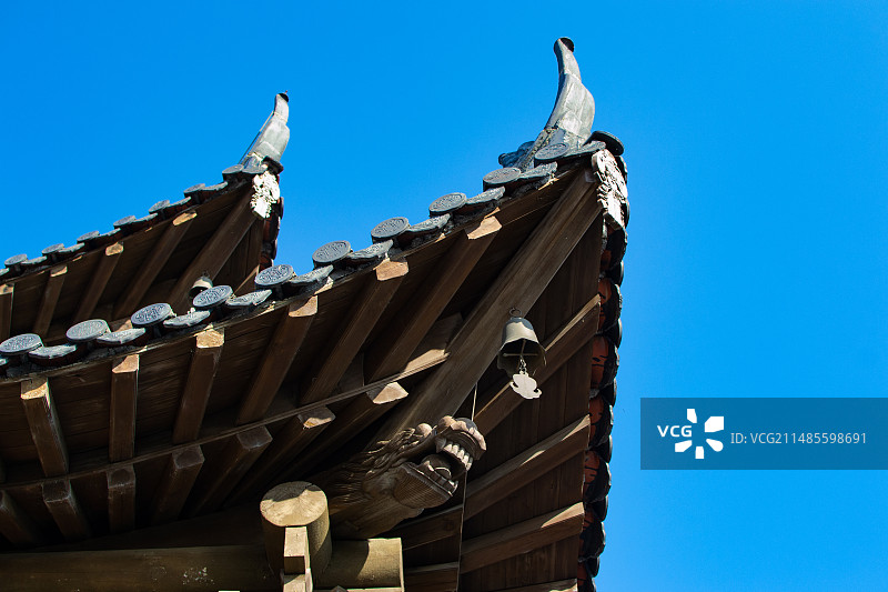 传统建筑的城楼一角.中国龙.浙江杭州建德市严州古城城楼福运门图片素材