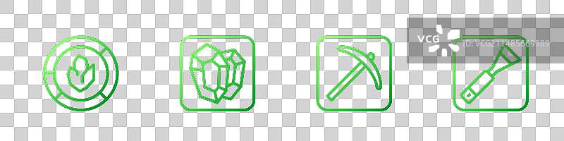 镐、土壤分析和宝石线条图标合集图片素材