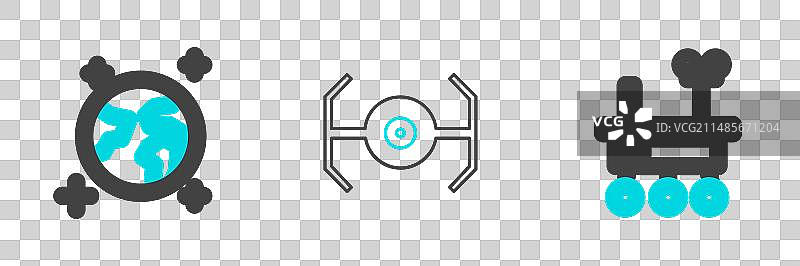 火星探测器地球宇宙飞船线条组合图片素材