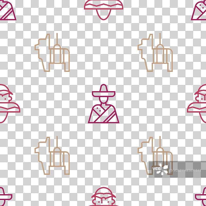 戴阔边帽的墨西哥男人和彩罐图片素材