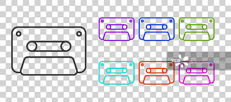 黑色线条复古录音带图标图片素材