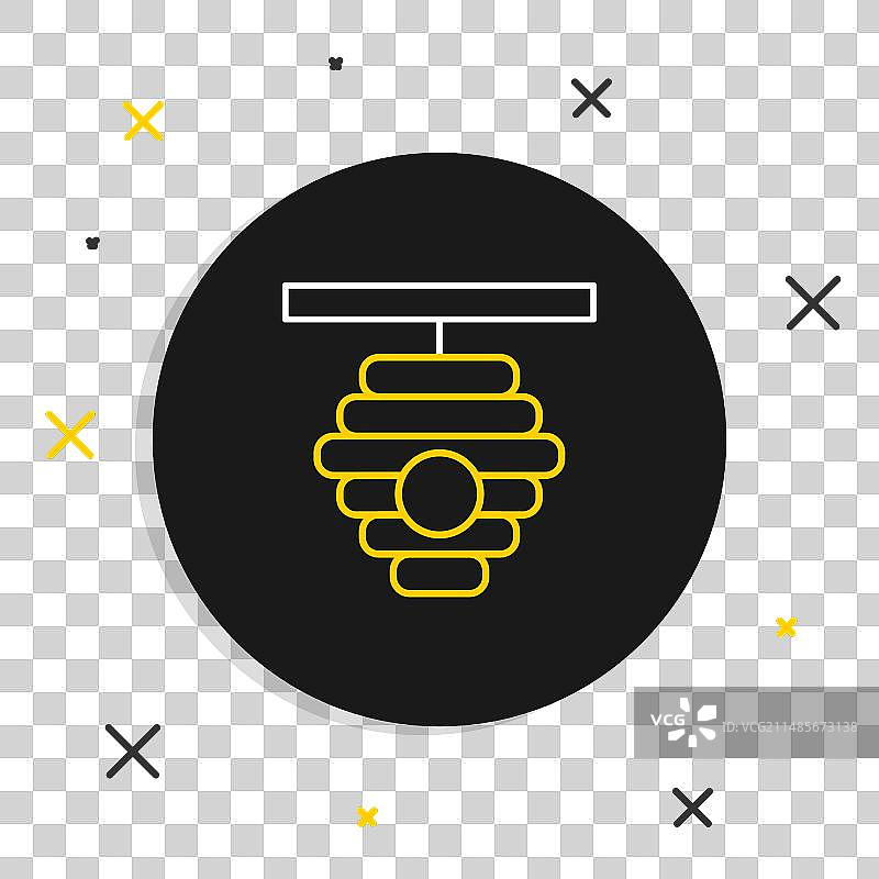 白色背景上的蜜蜂蜂巢线条图标图片素材