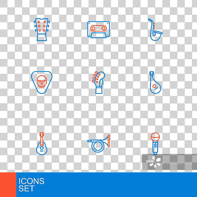 麦克风小号吉他班杜拉琴拨片线条组合图片素材