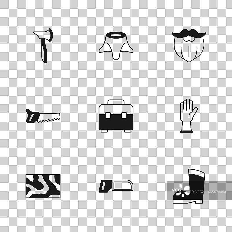 手锯、防护手套和防水橡胶图片素材