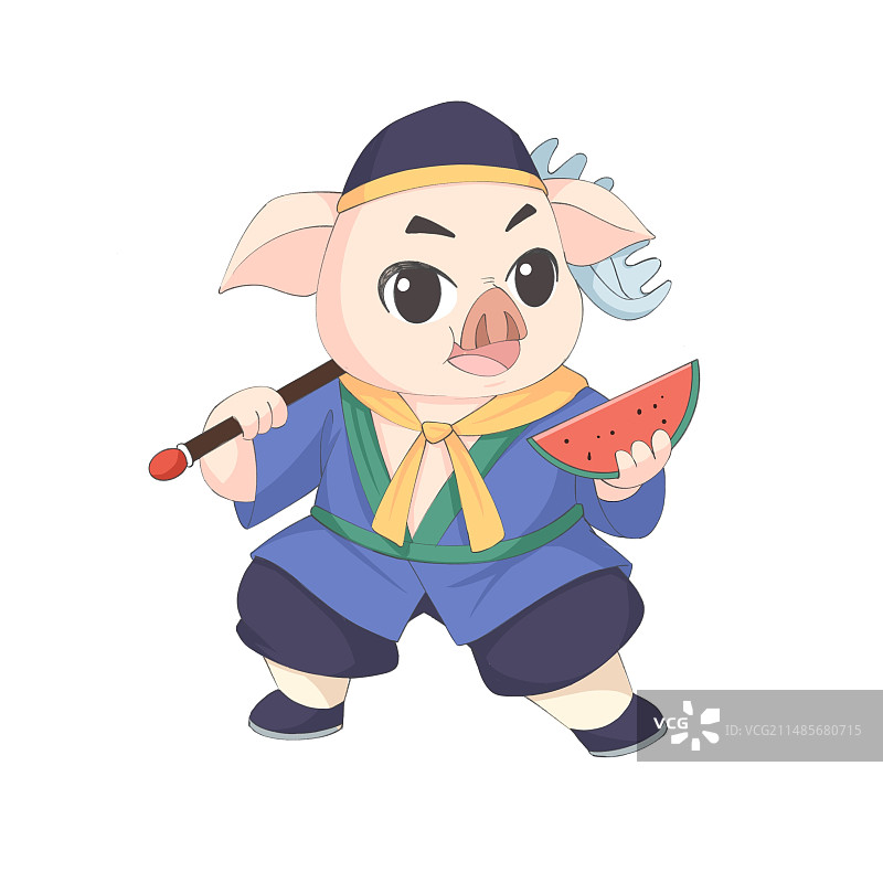 可爱手绘猪八戒图片素材