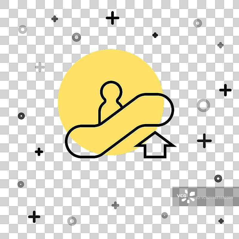 白色背景上的黑色向上扶梯图标图片素材