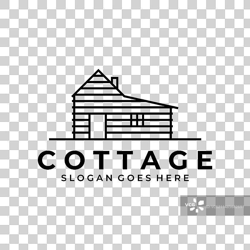 小屋线条艺术Logo极简设计图片素材