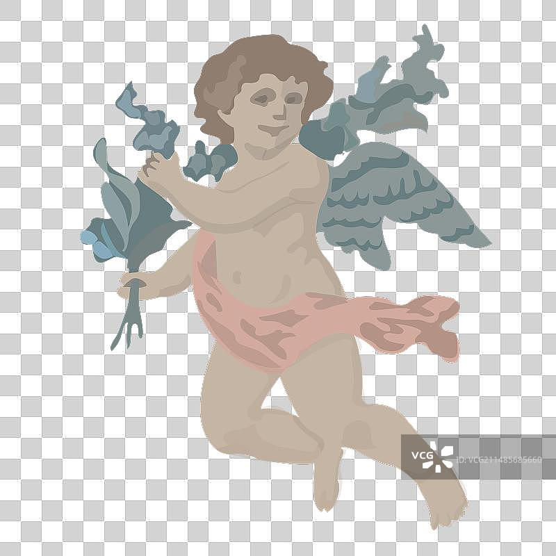 圣诞天使棕色皮肤复古手绘图片素材