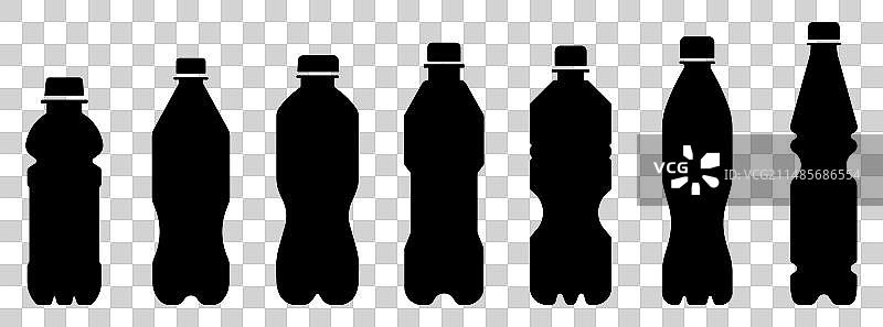 各种塑料瓶剪影图标集图片素材