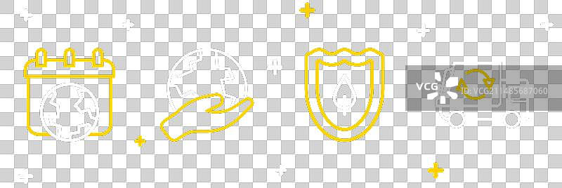 垃圾车树叶盾牌和手组合图片素材