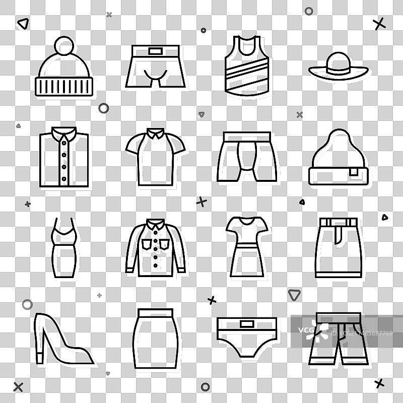 短裤、裙子、无檐小便帽套装图片素材