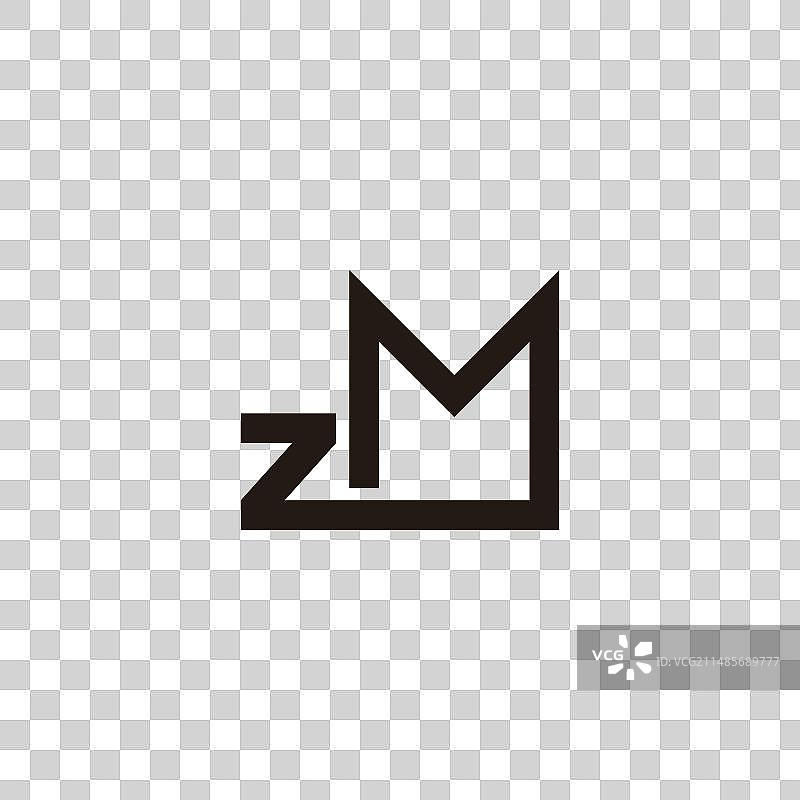 字母ZM连接方形几何简约符号图片素材