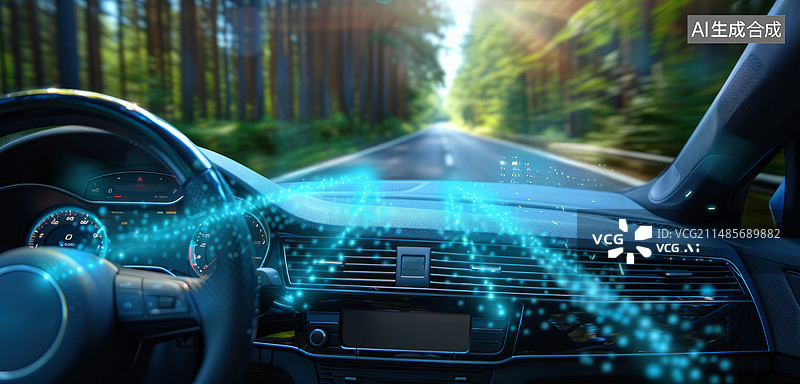 【AI数字艺术】汽车内部概念清新空气图片素材