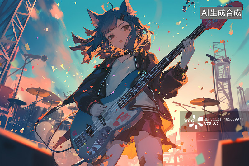 【AI数字艺术】音乐节乐手概念插画图片素材