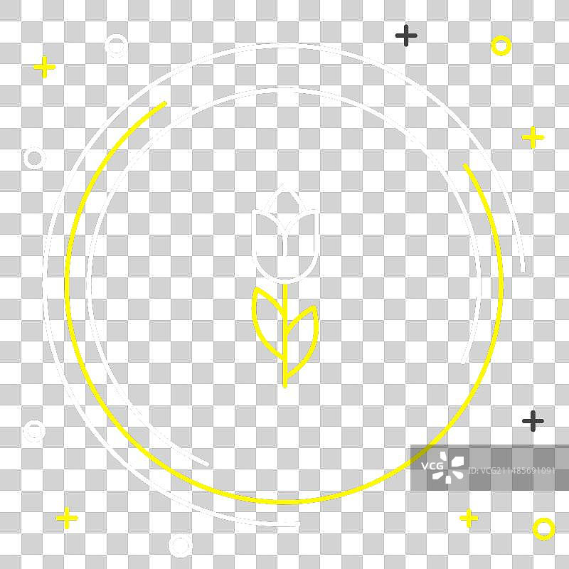 黑色背景上的线条郁金香图标图片素材