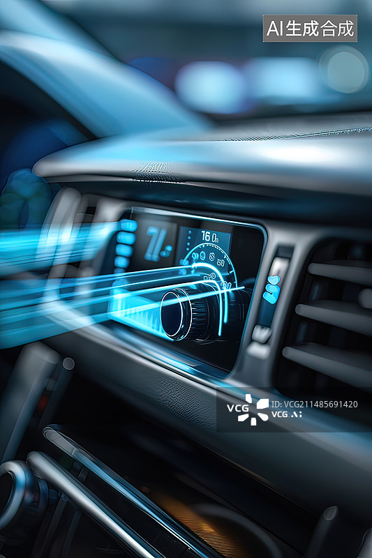 【AI数字艺术】科技感汽车空调系统空气流动与车内空气质量特性图片素材