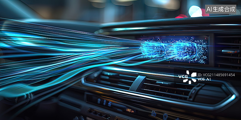 【AI数字艺术】汽车空调系统冷空气概念图片素材