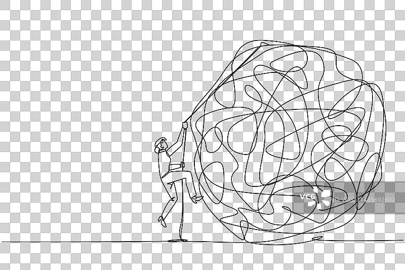 女商人攀爬连续单线画图片素材