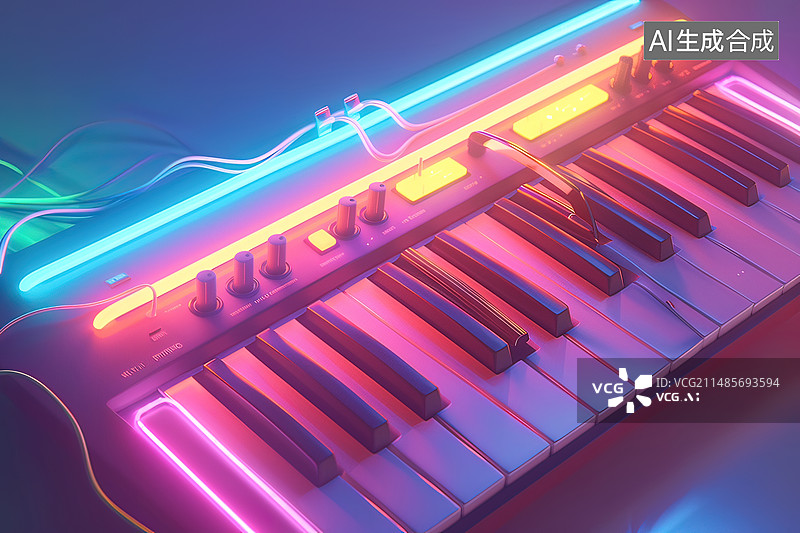 【AI数字艺术】音乐节电子琴图片素材