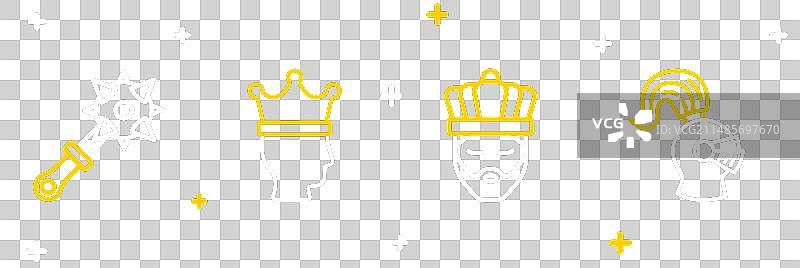 中世纪头盔国王皇冠锤线条组合图片素材