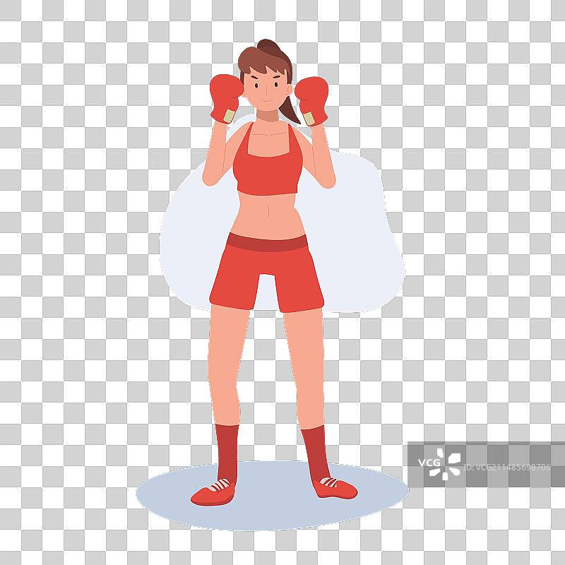 自信的运动女性拳击手图片素材