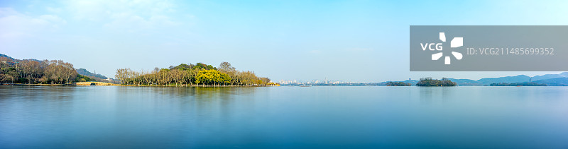 西湖苏堤全景图片素材