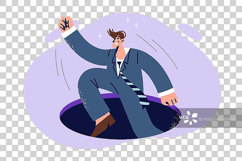 商务男士跌落后从洞中跳出图片素材