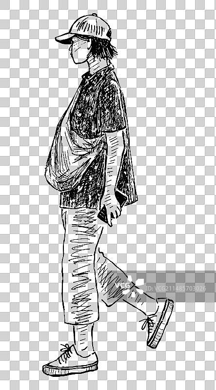 随性现代都市女孩速写图片素材