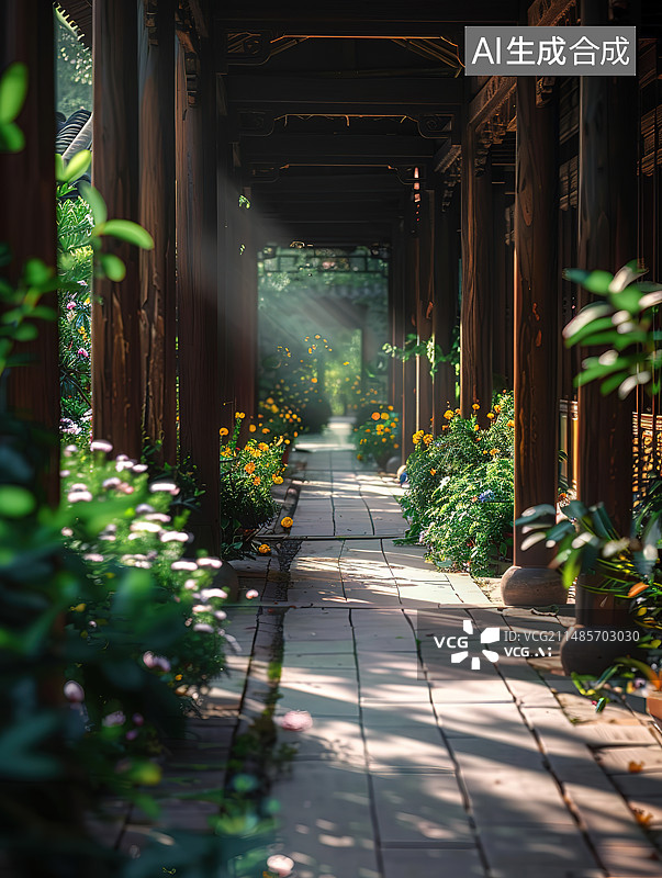 【AI数字艺术】公园里的小路图片素材