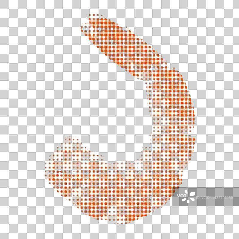 红色圆点背景上的独立鲜虾图片素材