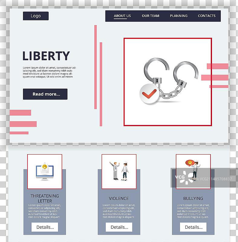 自由扁平风格落地页网站模板图片素材