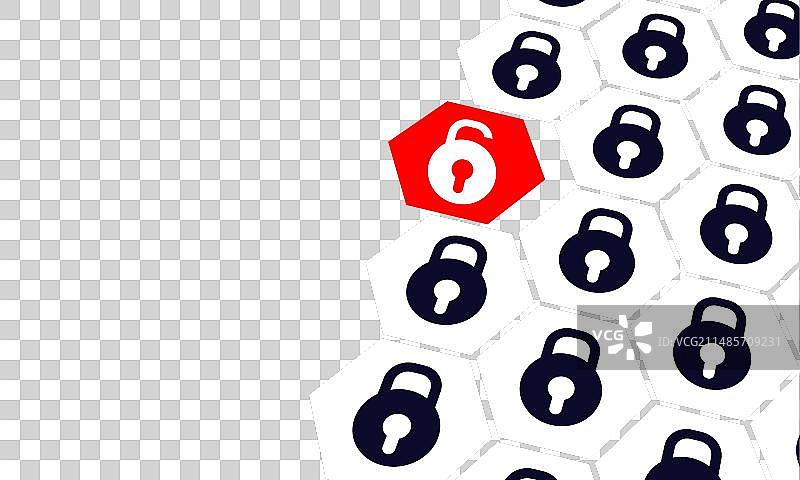 带挂锁和六边形的网络安全概念图片素材