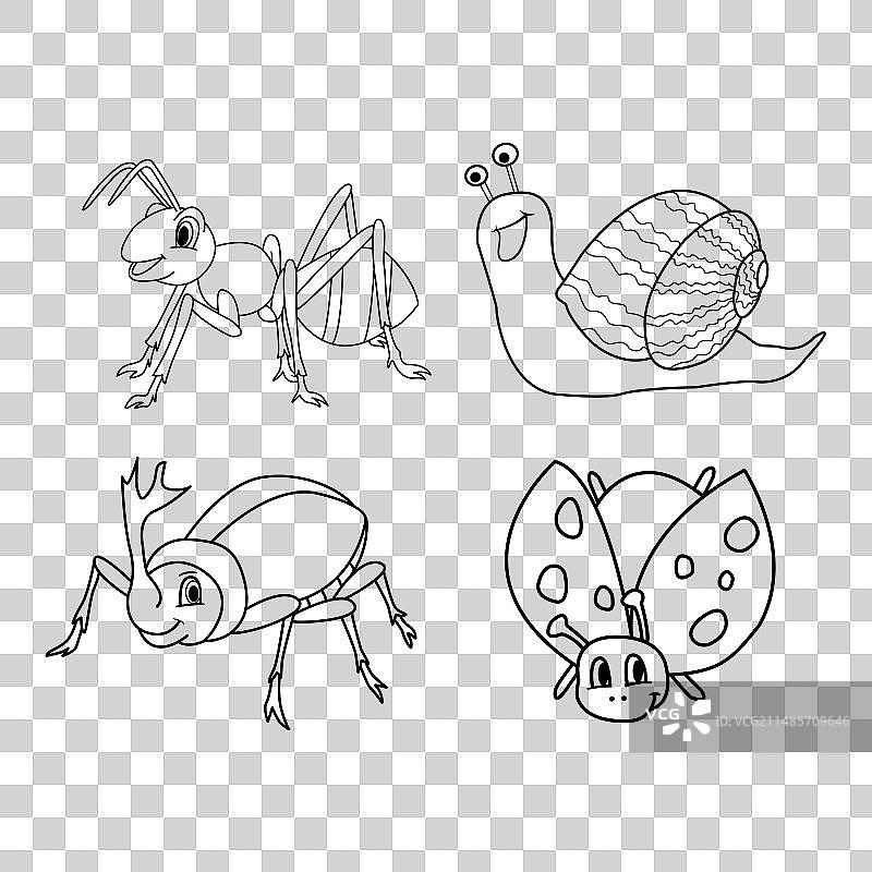 可爱卡通昆虫填色素材图片素材