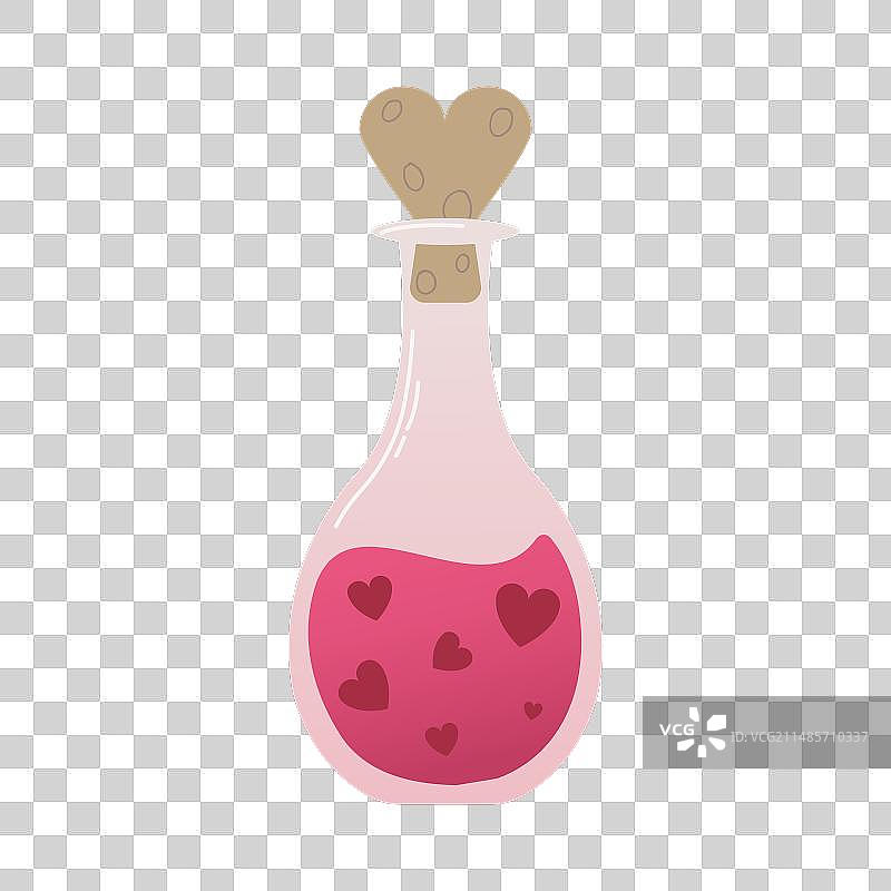 玻璃器皿中的爱情药水扁平图标图片素材