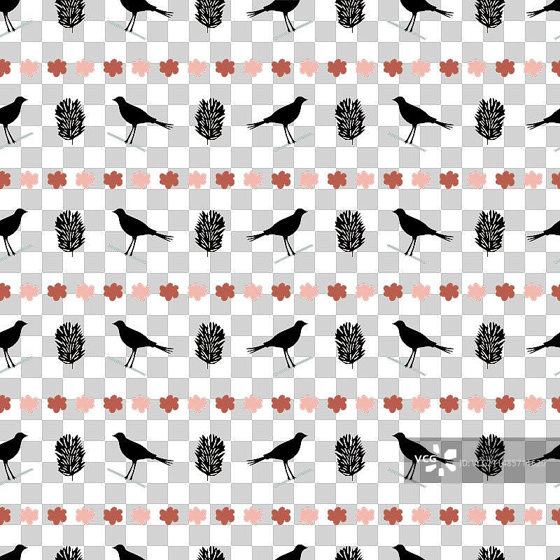 世纪中期现代花卉无缝图案图片素材